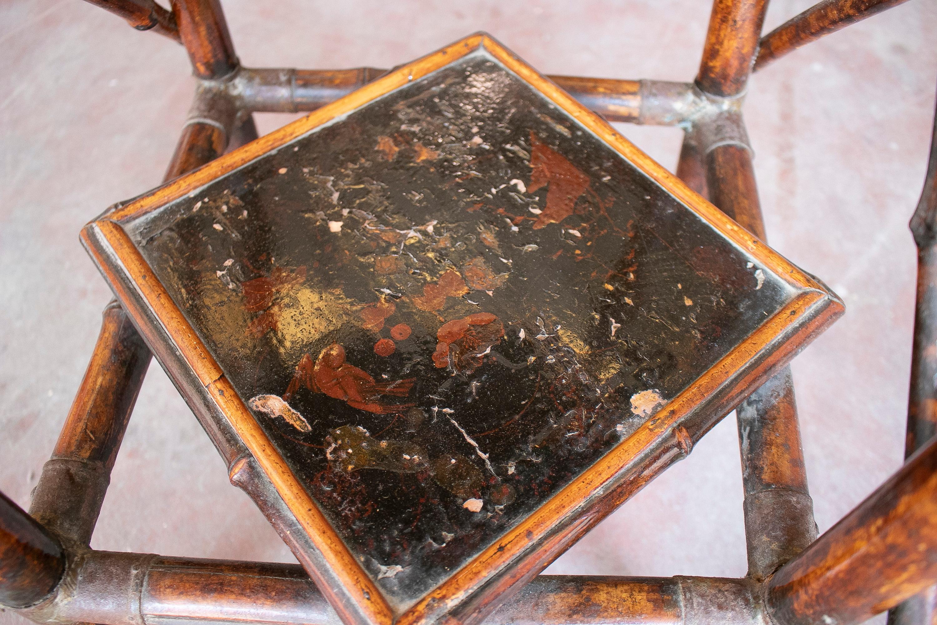 1950s Chinese Bamboo & Bronze Side Table For Sale 9
