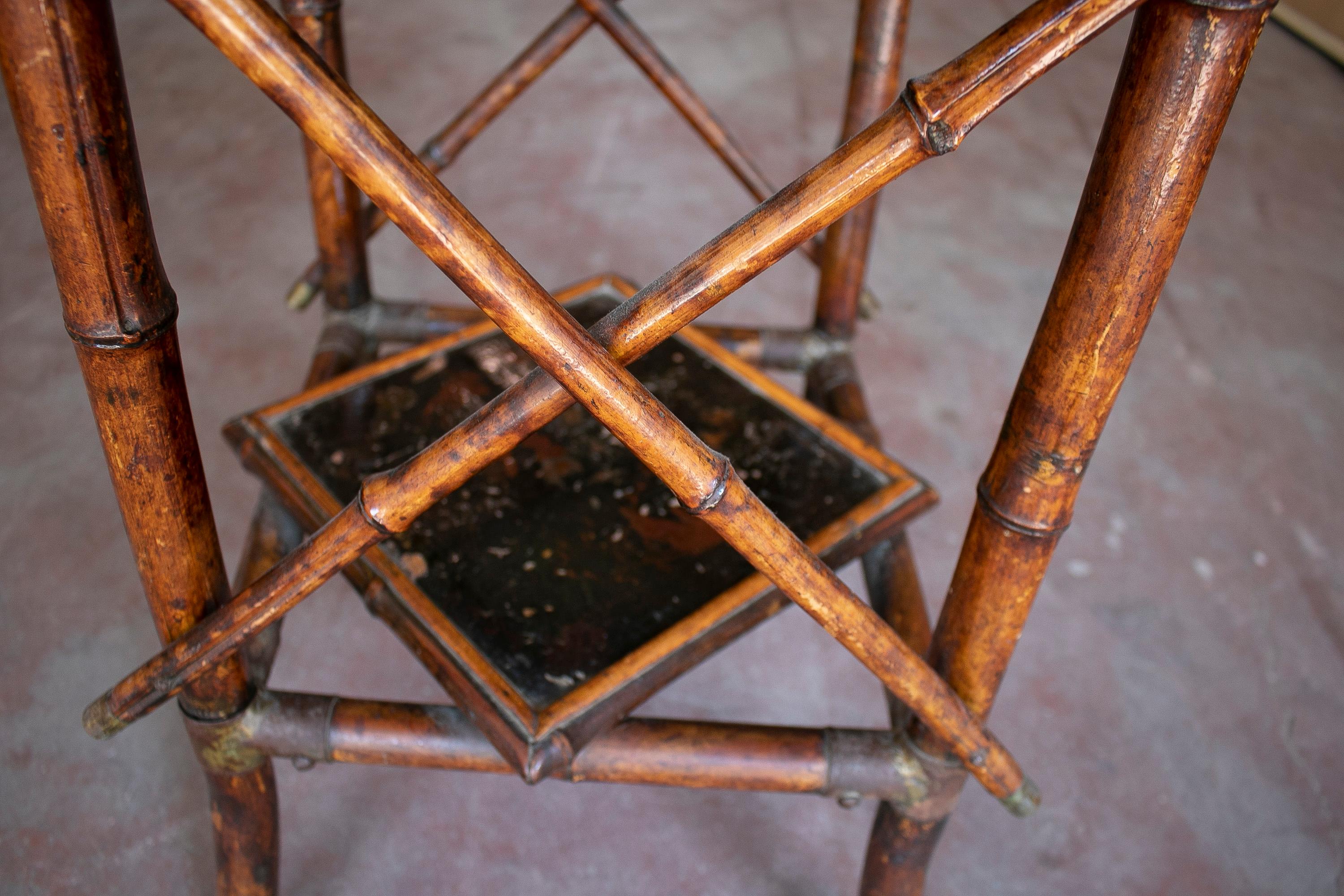 1950s Chinese Bamboo & Bronze Side Table For Sale 11