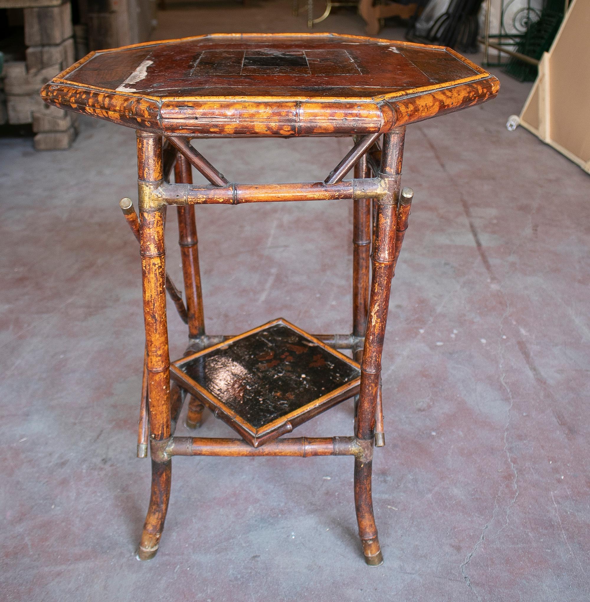 1950s Chinese Bamboo & Bronze Side Table In Good Condition For Sale In Marbella, ES