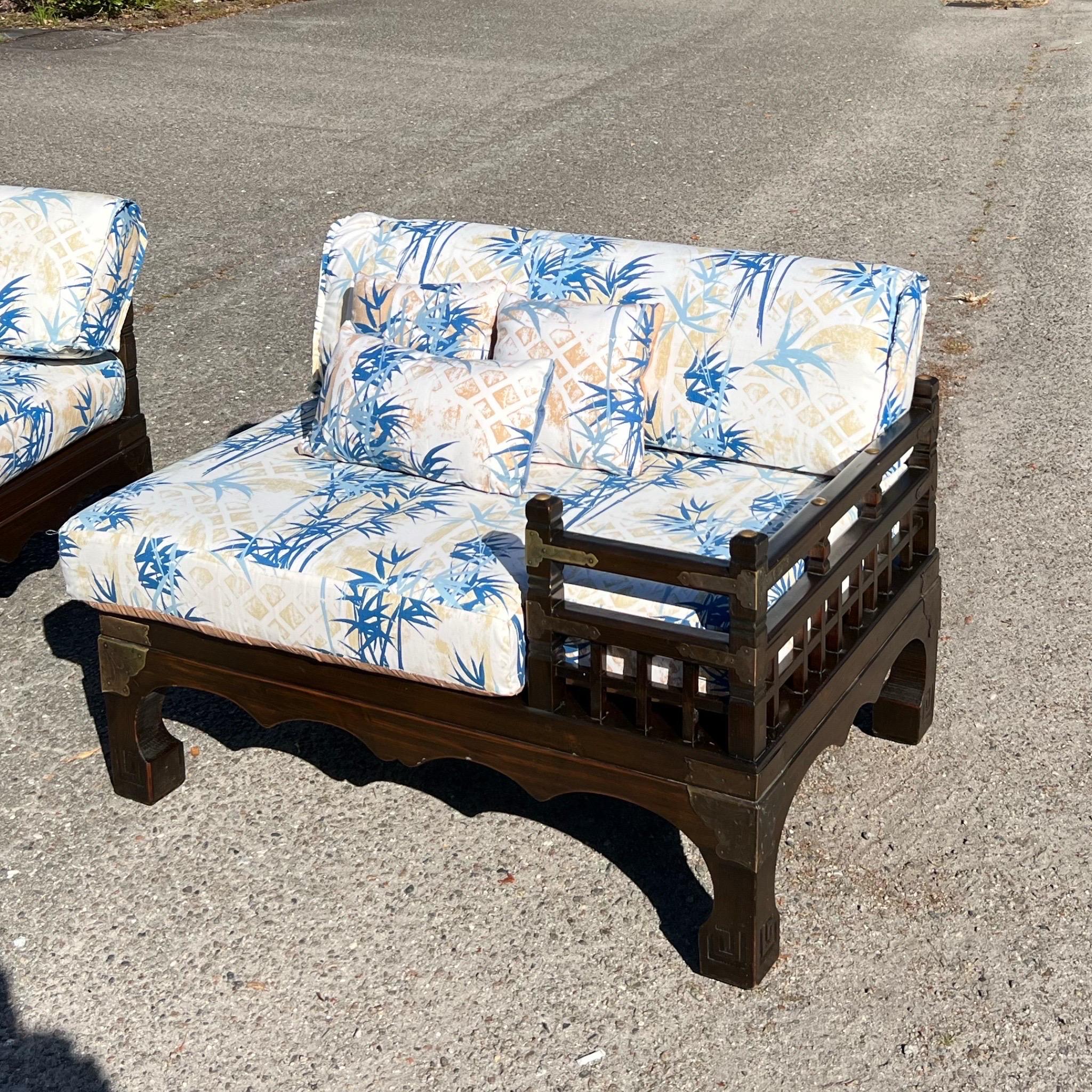 1950’s Chinese Carved Luohan Daybed Sectional With cushions and pillows - a Pair 7