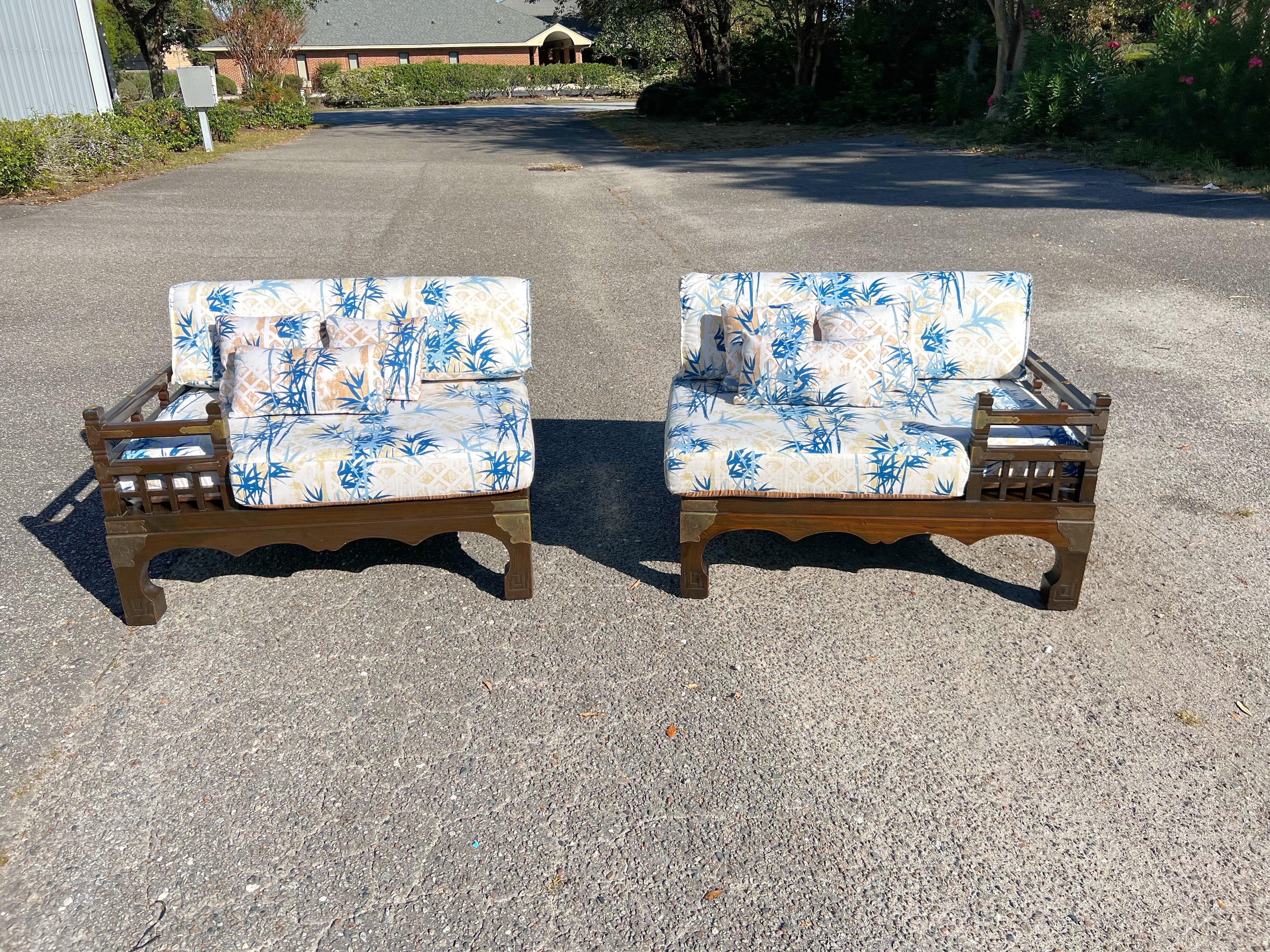 1950’s Chinese Carved Luohan Daybed Sectional With cushions and pillows - a Pair 9