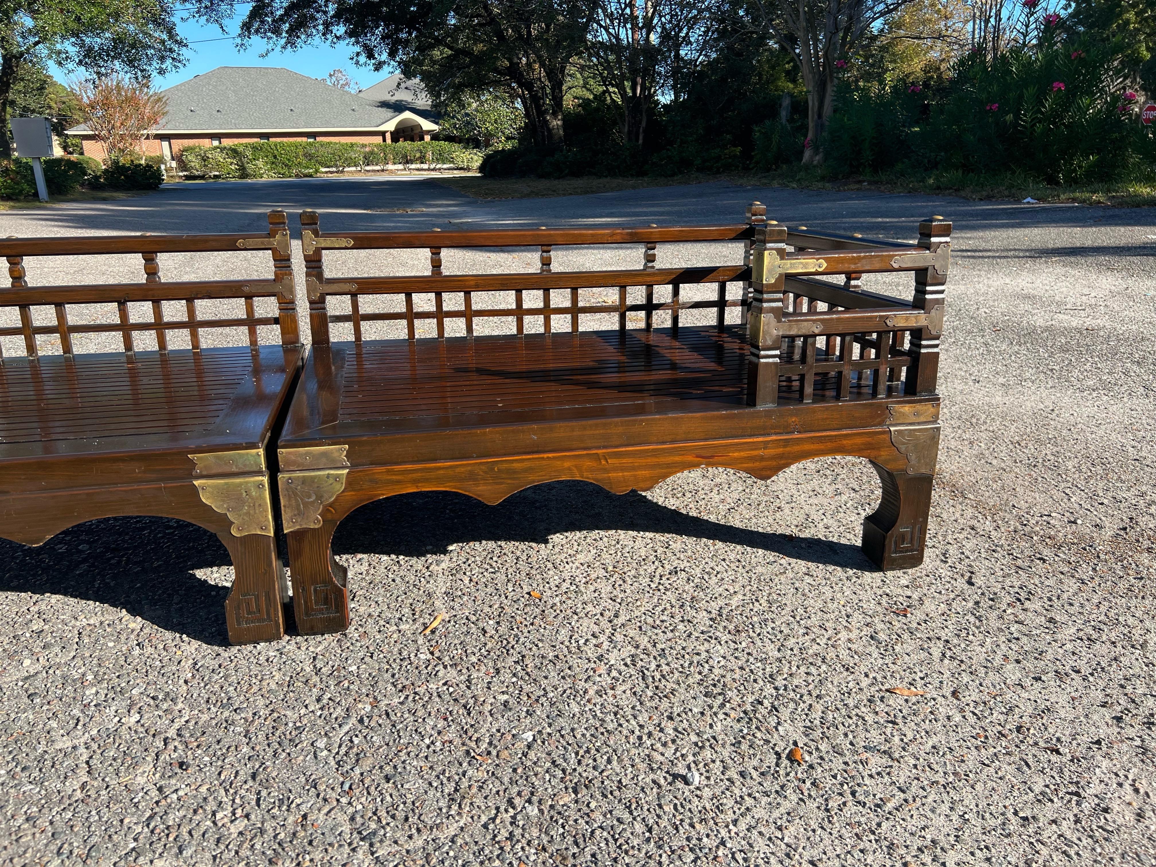 Ming 1950’s Chinese Carved Luohan Daybed Sectional With cushions and pillows - a Pair