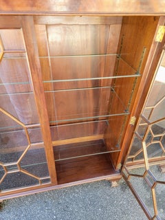 1950s Chinese Chippendale Style Mahogany Ball & Claw Bookcase / Cabinet