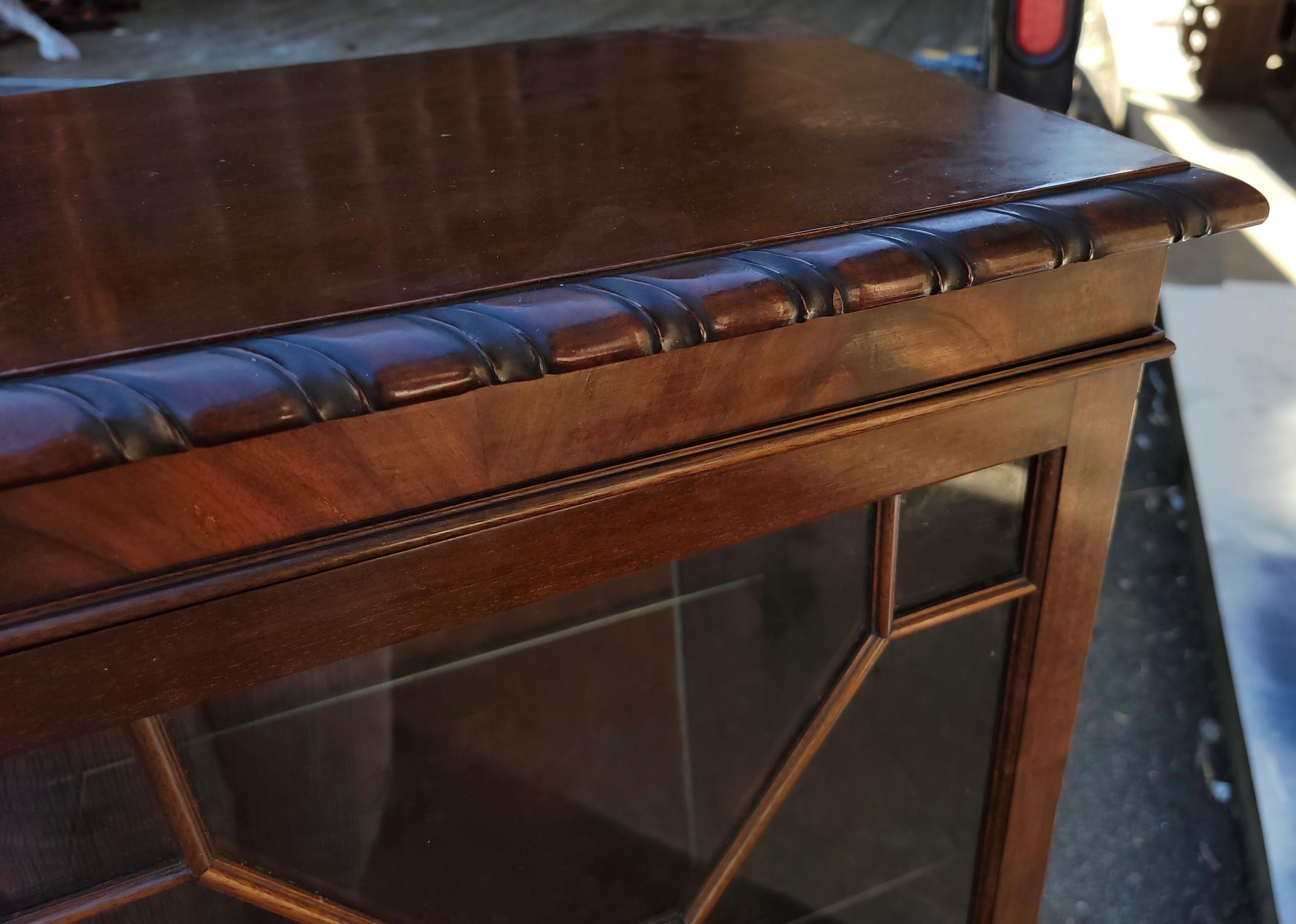 1950s Chinese Chippendale Style Mahogany Ball & Claw Bookcase / Cabinet In Good Condition In Kennesaw, GA