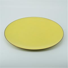 1950s Chinese Female Artist Jade Snow Wong Lemon Yellow Enameled Copper Bowl USA