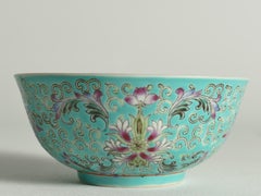 1950s Chinese Jingdezhen Famille Rose Porcelain Bowl with Floral Motifs