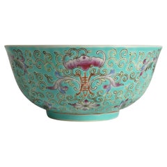 1950s Chinese Jingdezhen Famille Rose Porcelain Bowl with Floral Motifs