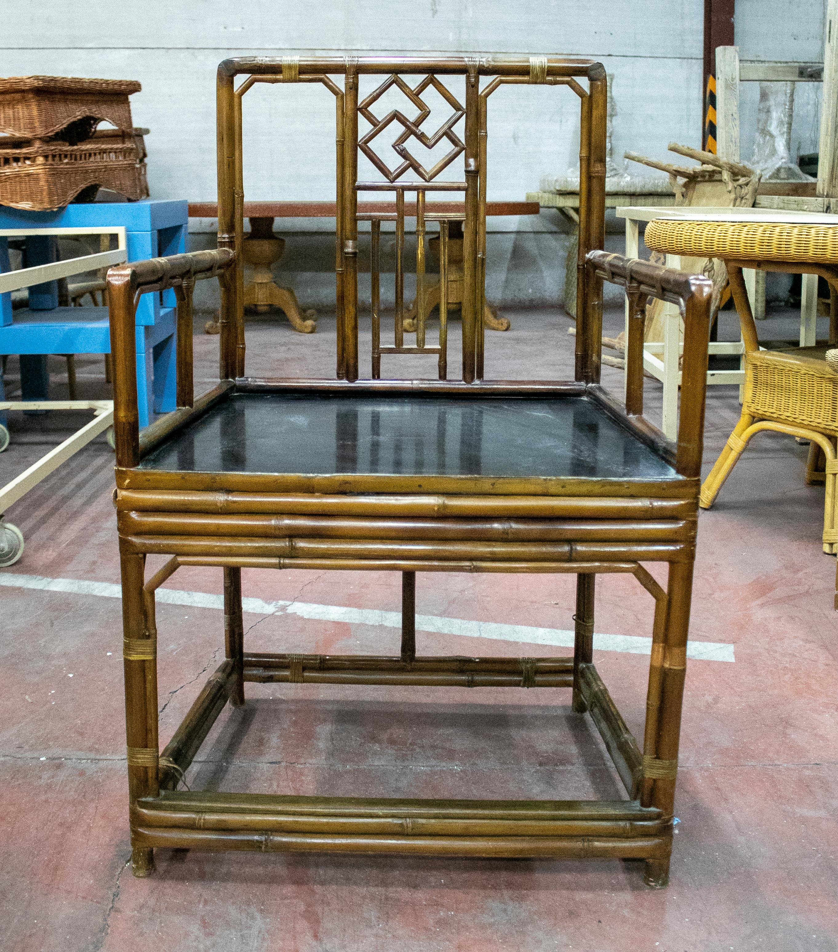 1950s Chinese oriental bamboo armchair.