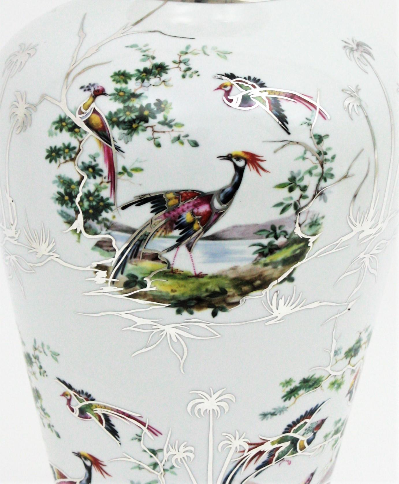 Silver Chinese Porcelain Lidded Vase, 1950s For Sale