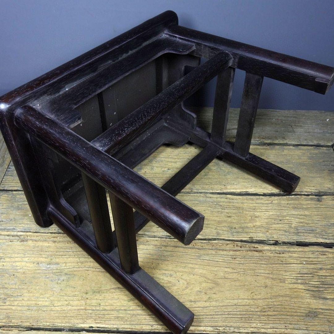1950s Chinese Wood Seat with Shell Lions Decoration For Sale 6