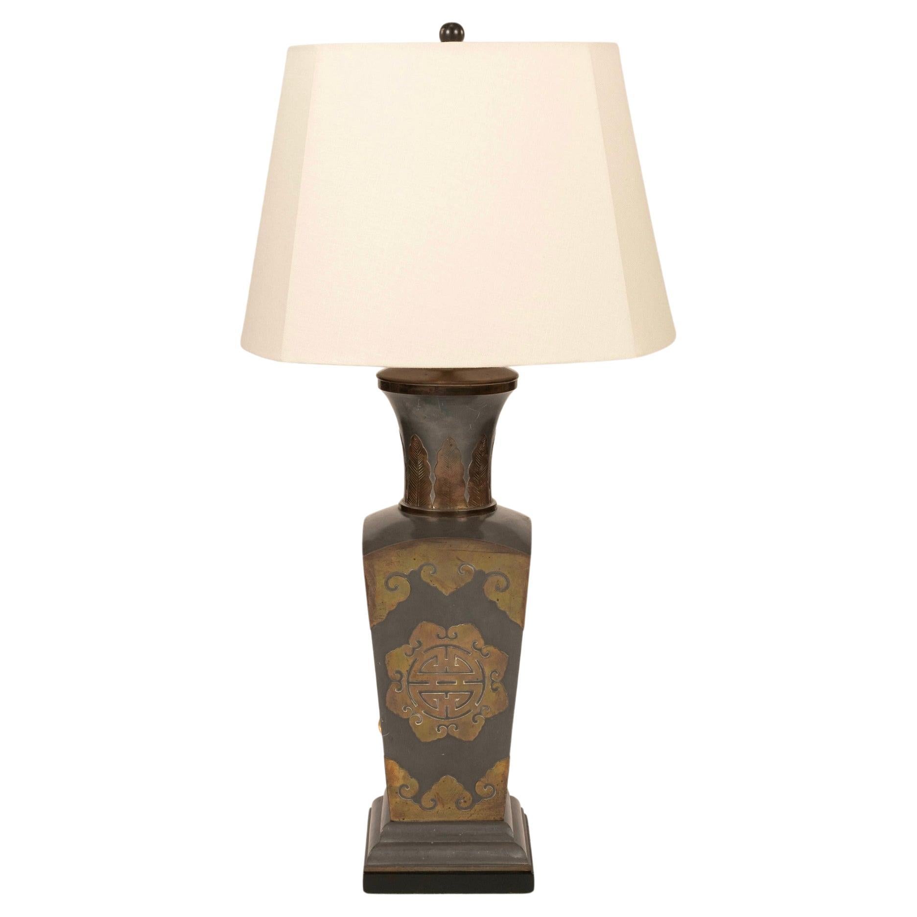 1950s Chinoiserie Revival Brass Applique Lamp