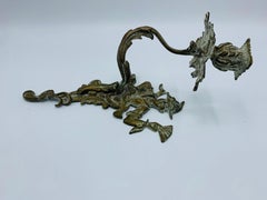 1950s Chinoiserie Sculptural Bronze Candlestick Wall Sconces, Pair