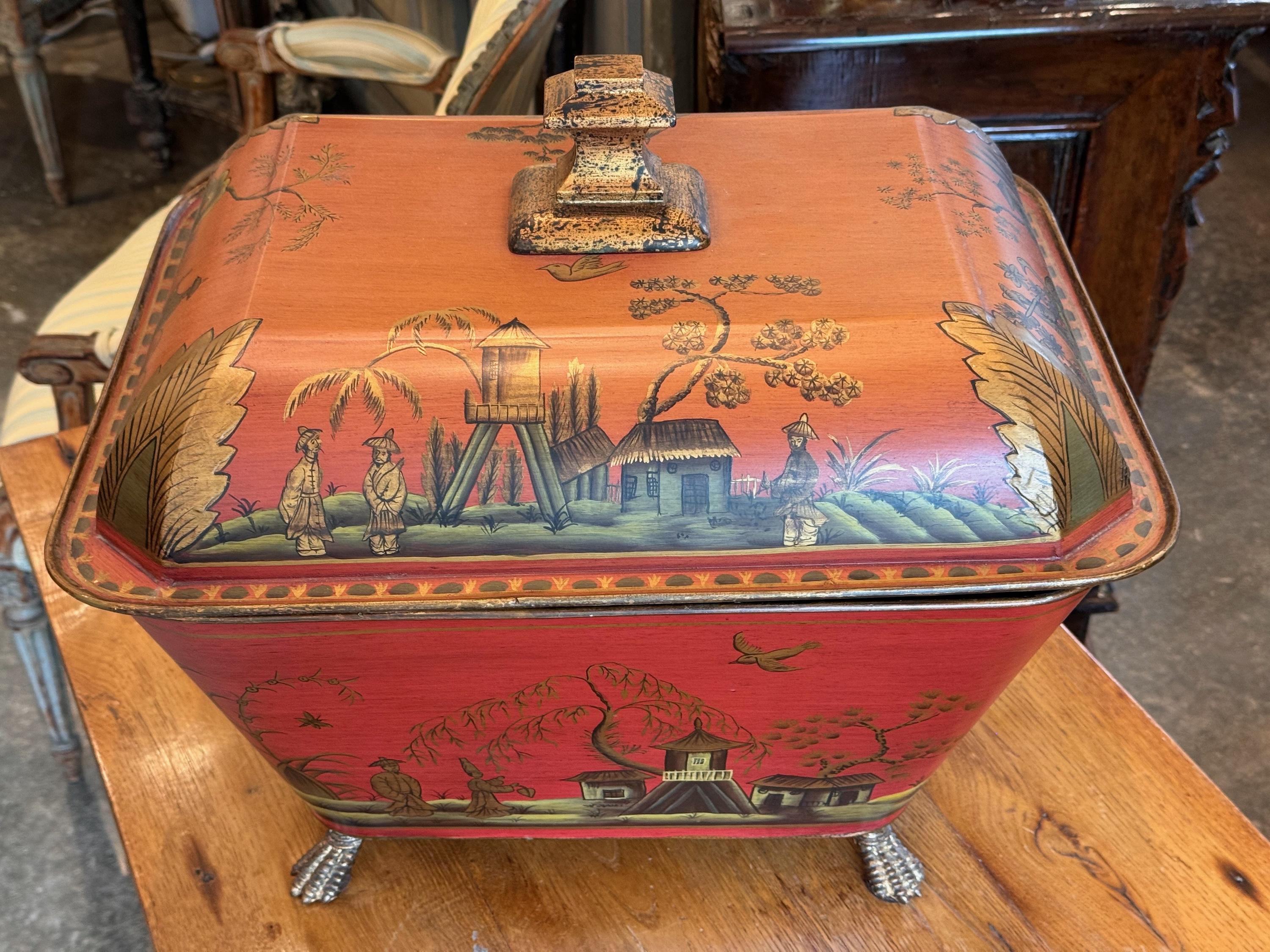 Mid-20th Century 1950s Chinoiserie Tole Coal Scuttle