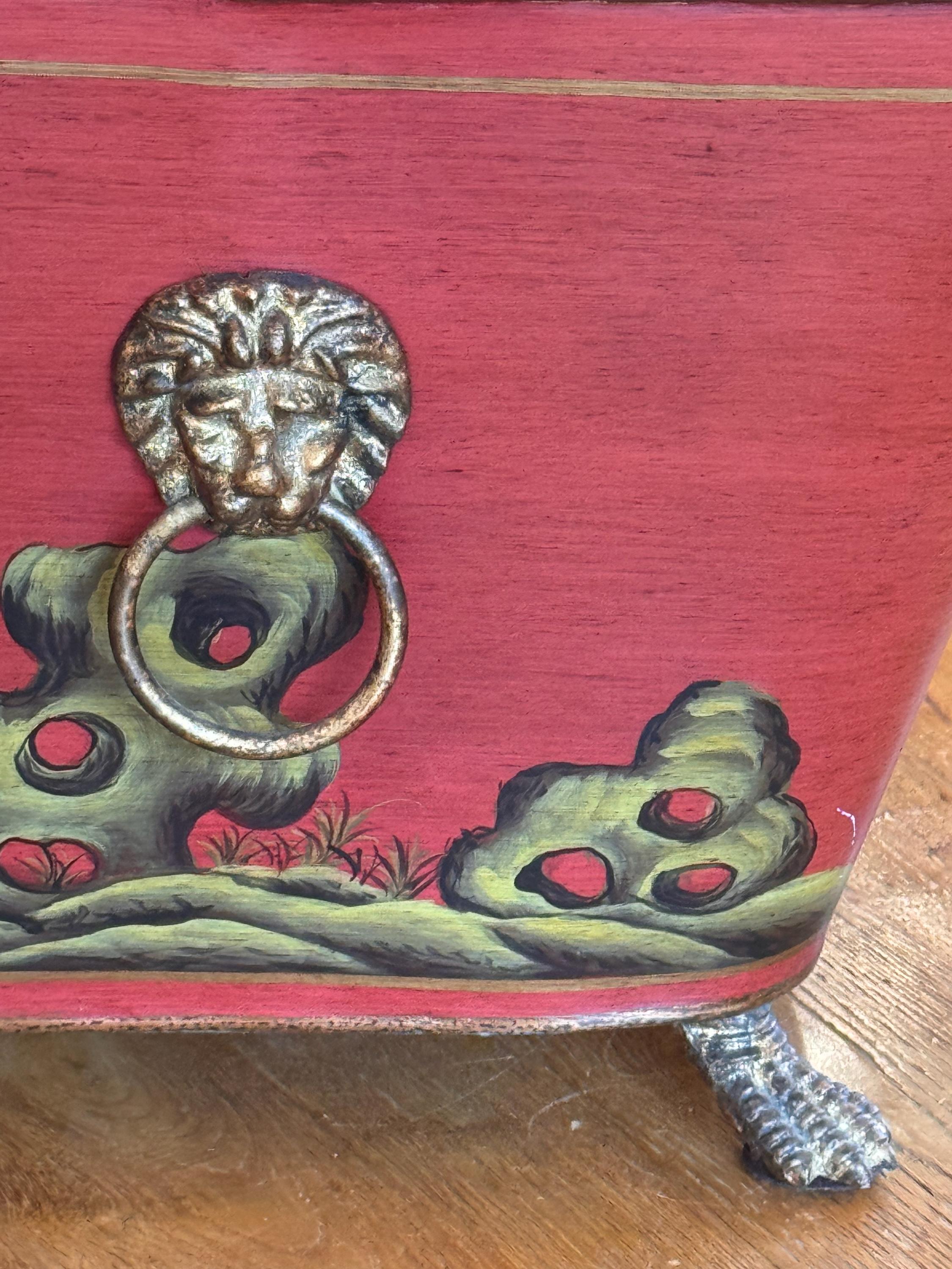 1950s Chinoiserie Tole Coal Scuttle 1