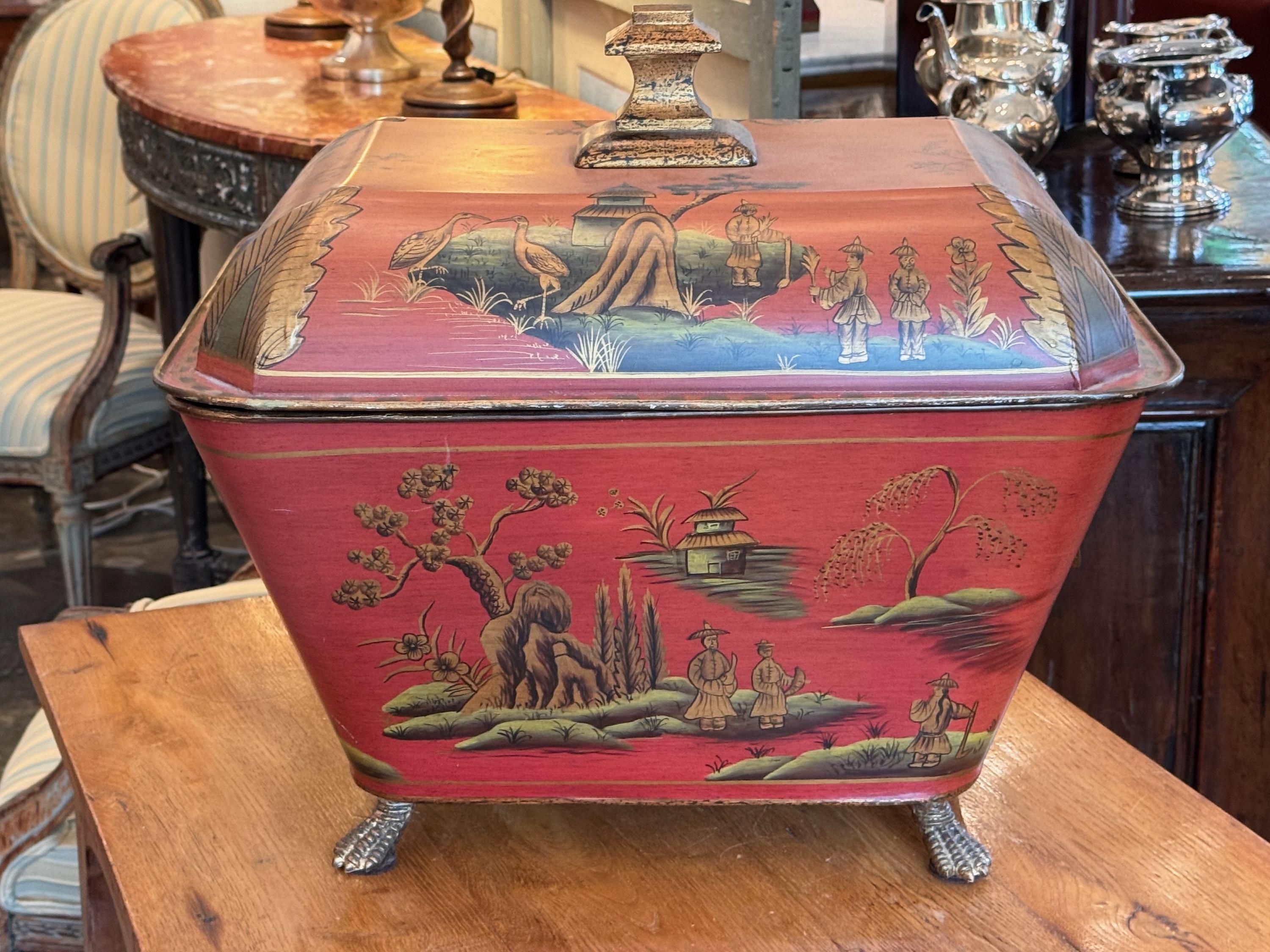 1950s Chinoiserie Tole Coal Scuttle 3