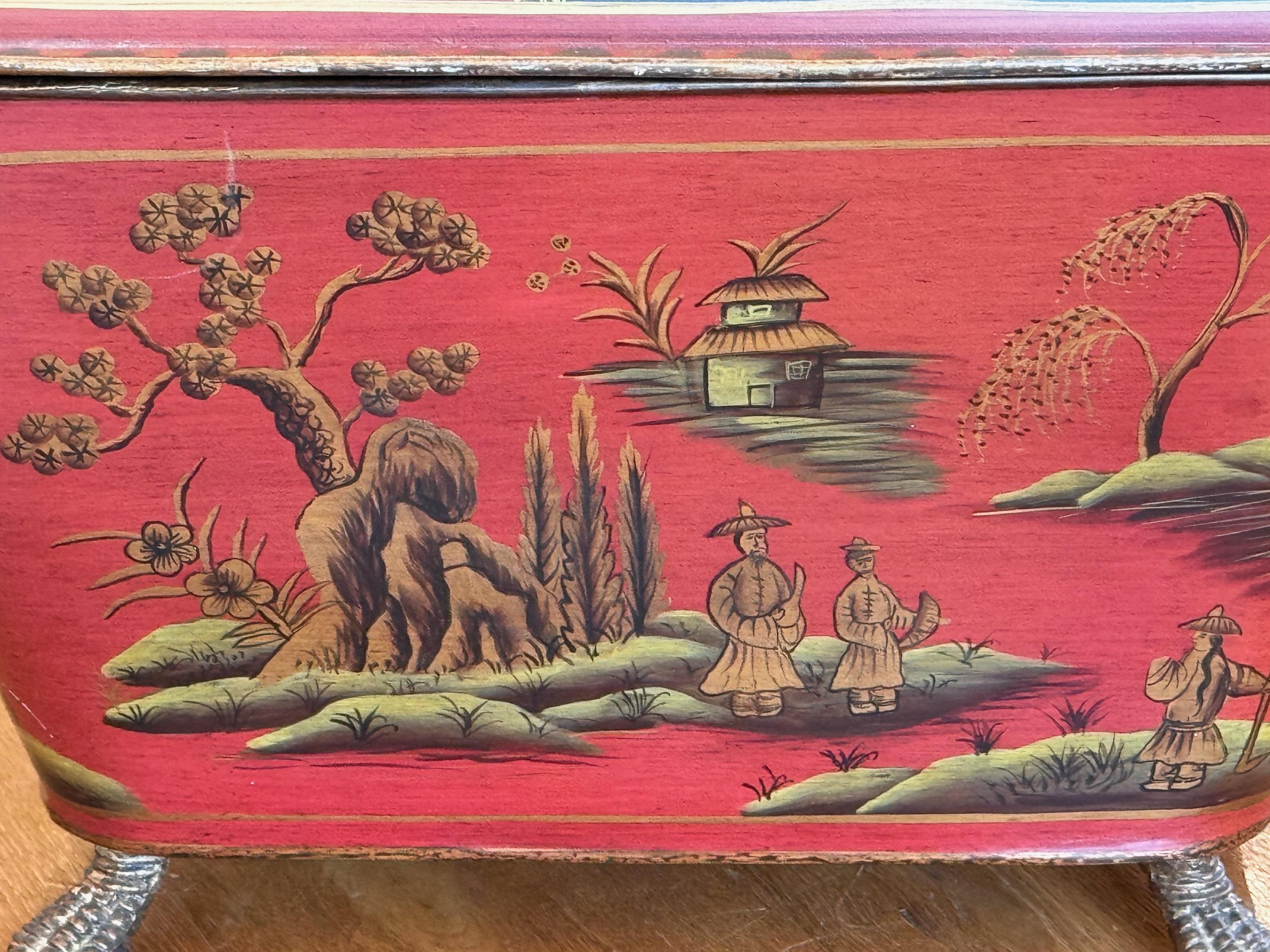 1950s Chinoiserie Tole Coal Scuttle 4