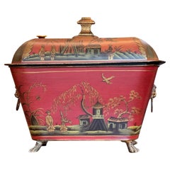 Used 1950s Chinoiserie Tole Coal Scuttle