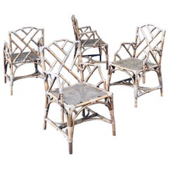 Chaise de patio en bambou, style Chippendale, 1950