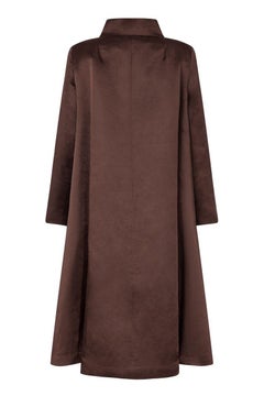 Cappotto Swing in seta marrone cioccolato degli anni '50