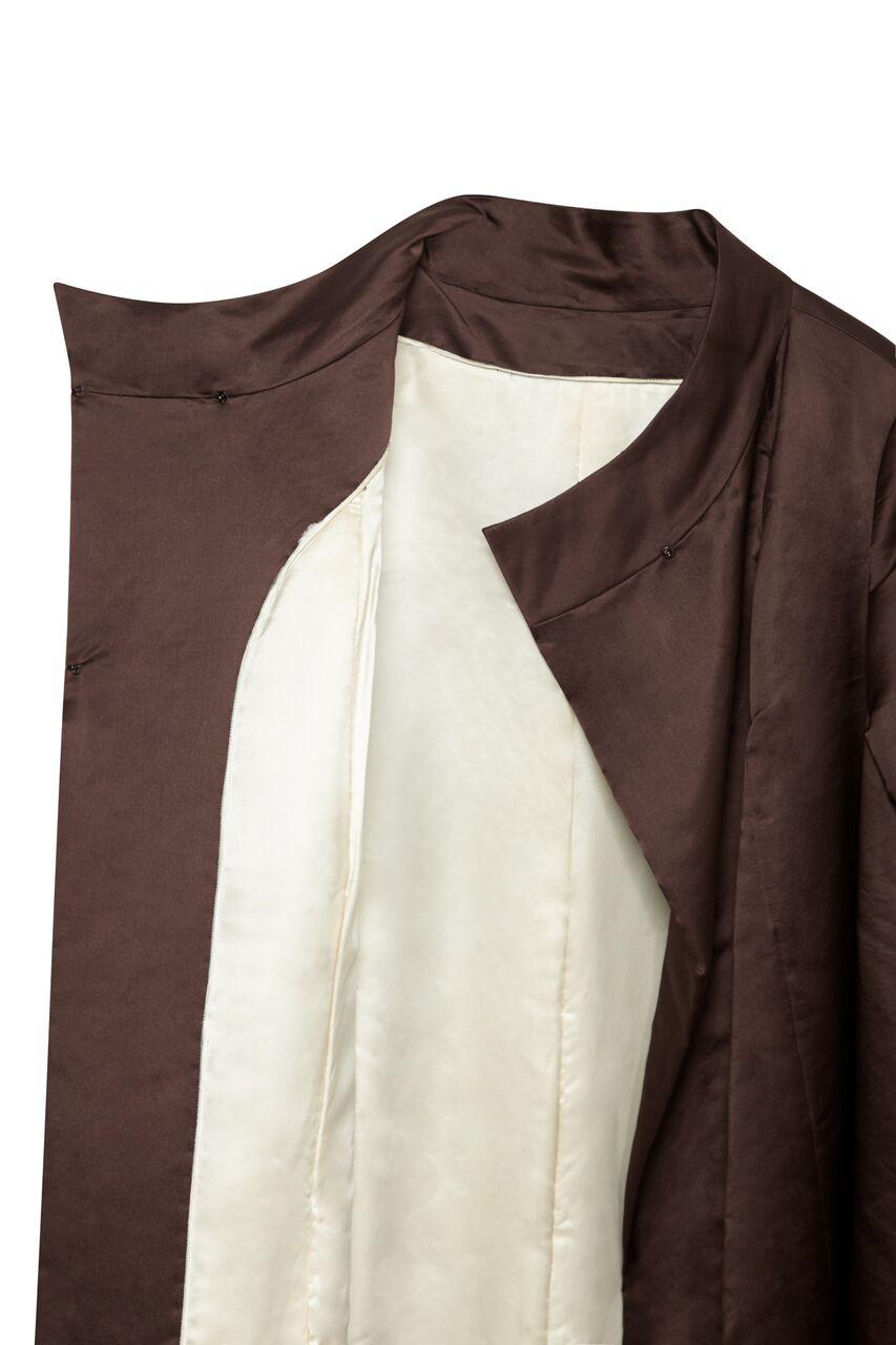 Black 1950s Chocolate Brown Silk Swing Coat For Sale