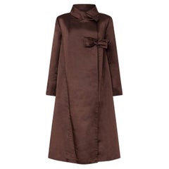 Cappotto Swing in seta marrone cioccolato degli anni '50