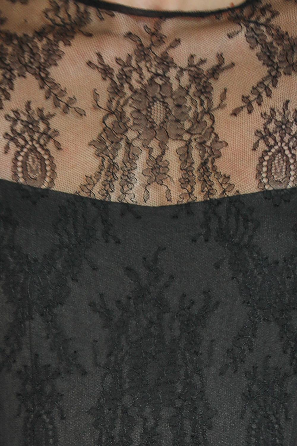 1950S Christian Dior Black Chantilly Lace Sheer Top Cocktail Dress For Sale 5
