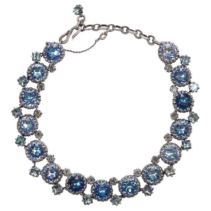 1950s Christian Dior Blue Crystal Necklace For Sale at 1stDibs