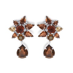 1950s Christian Dior Brown Crystal Earrings