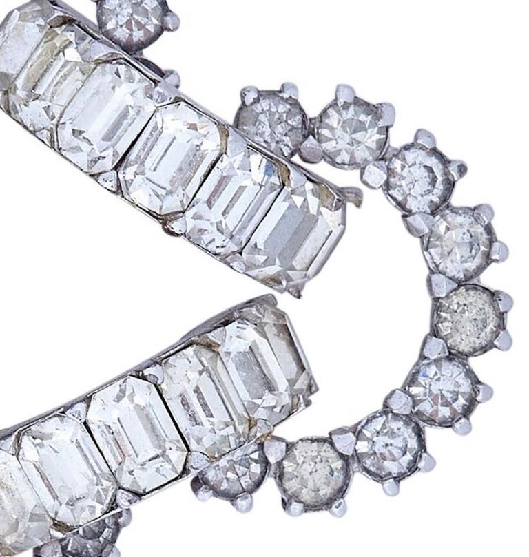 1950s Christian Dior By Kramer Diamante Brooch With Prong Set Crystal