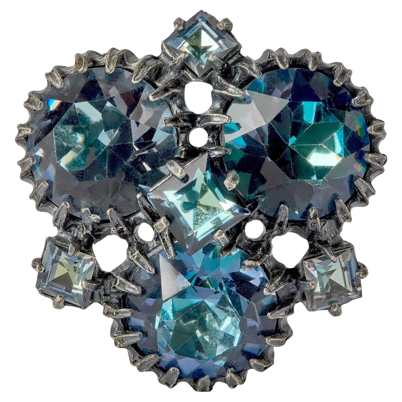 1950er Christian Dior by Mitchel Maer Blaue Kristallbrosche im Angebot