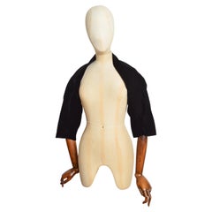1950's Christian Dior Couture Negro Terciopelo Bolero Estola - Chaqueta Corta Encogida de Hombros