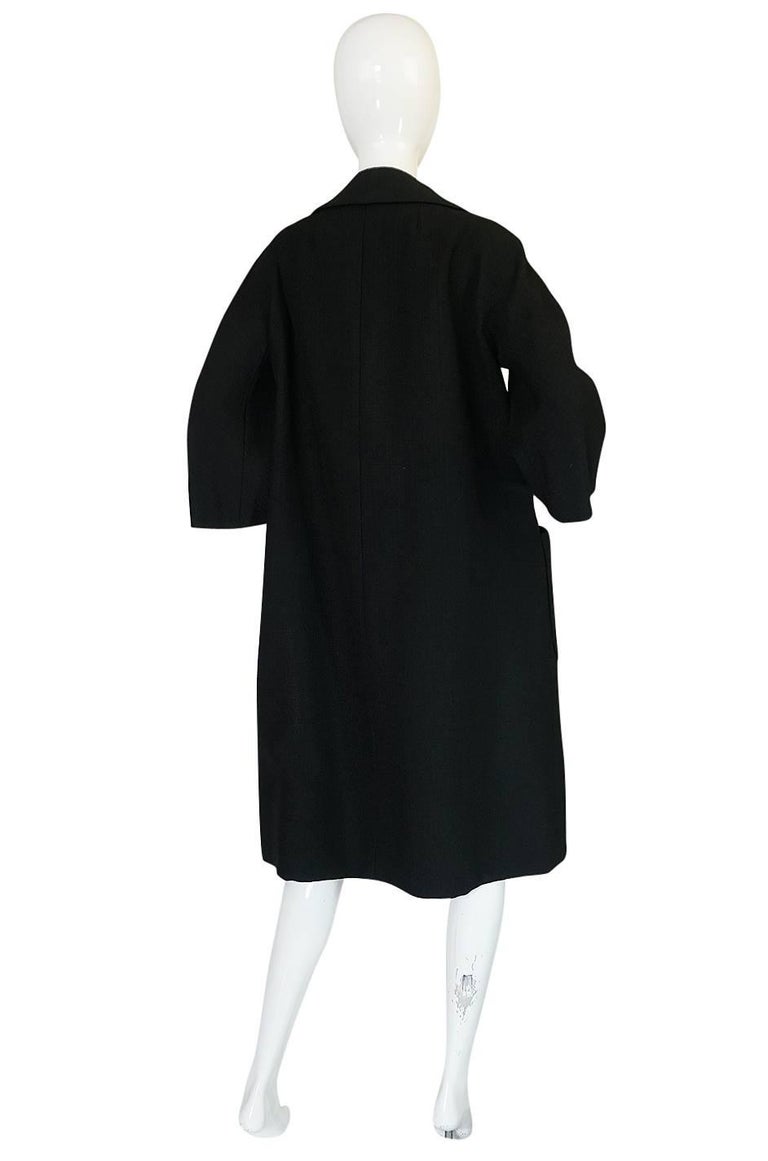 1950s Christian Dior Demi-Couture Black Voluminous Coat For Sale at 1stdibs