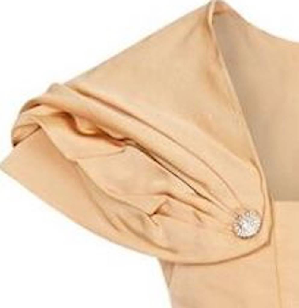 1950s Christian Dior Demi Couture Gold Silk Dress With Detachable Shawl In Excellent Condition In London, GB