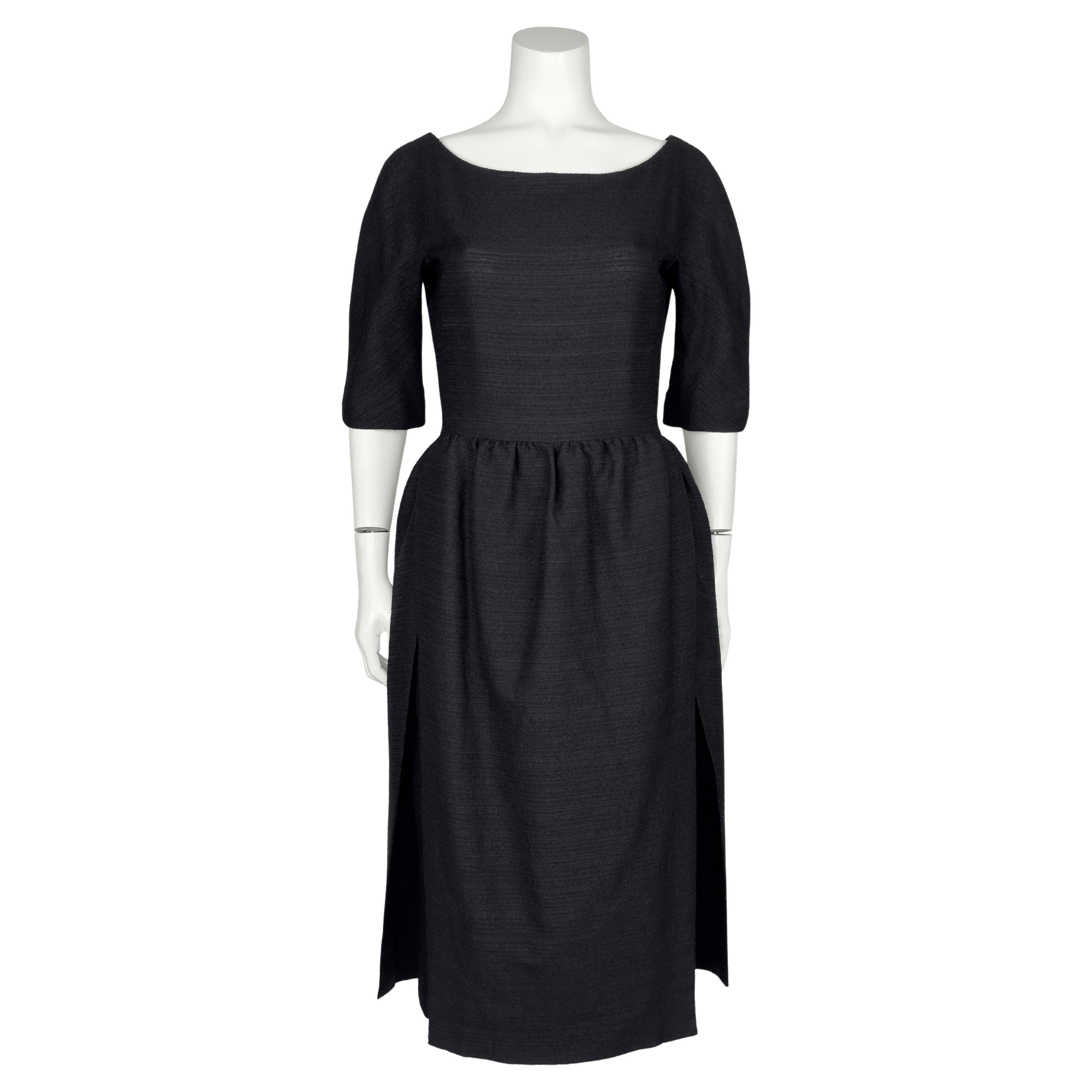 1950's Christian Dior Demi Couture London Black Dinner Dress