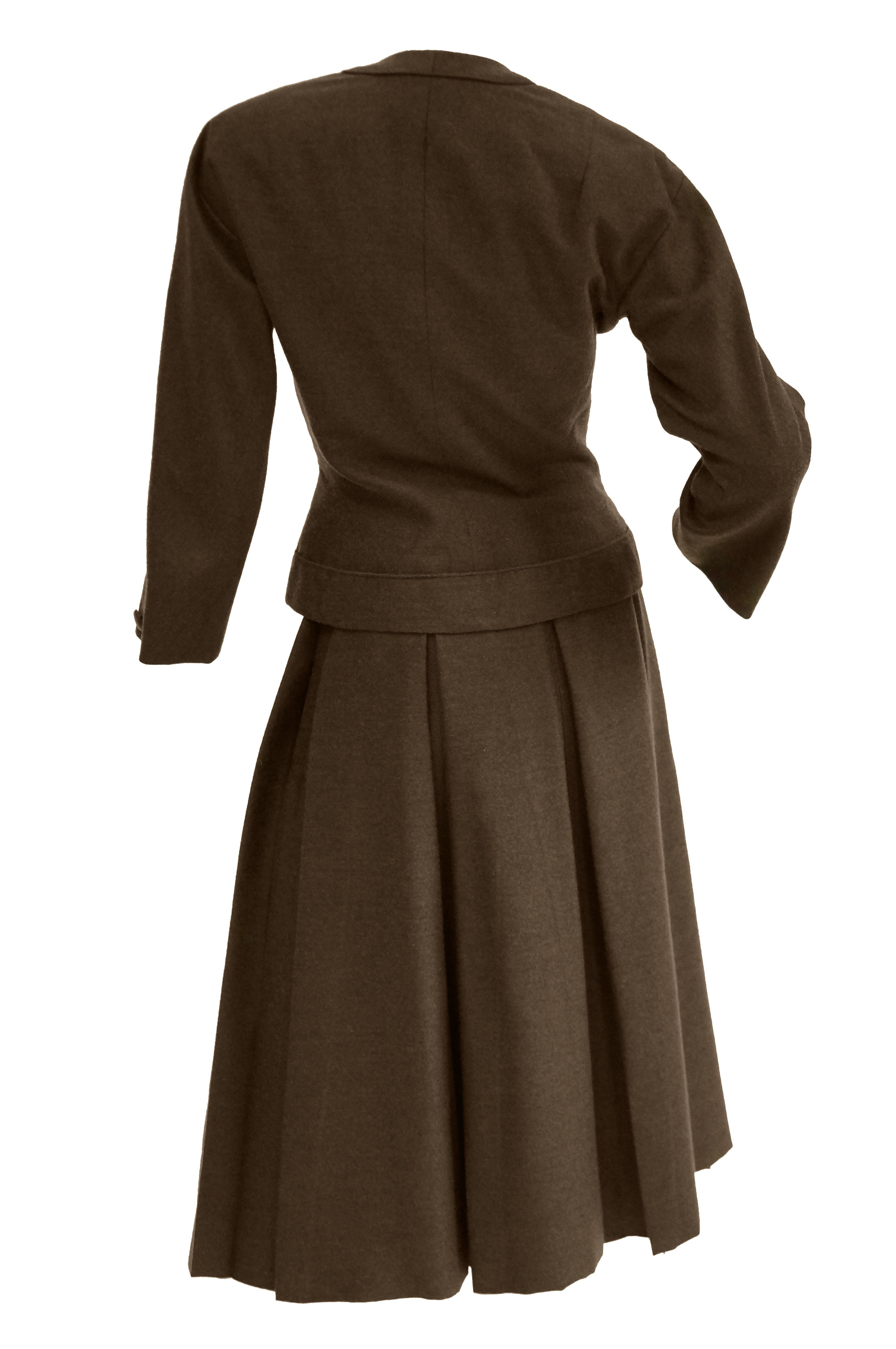 Women's 1950s Christian Dior Espresso Brown Wool 