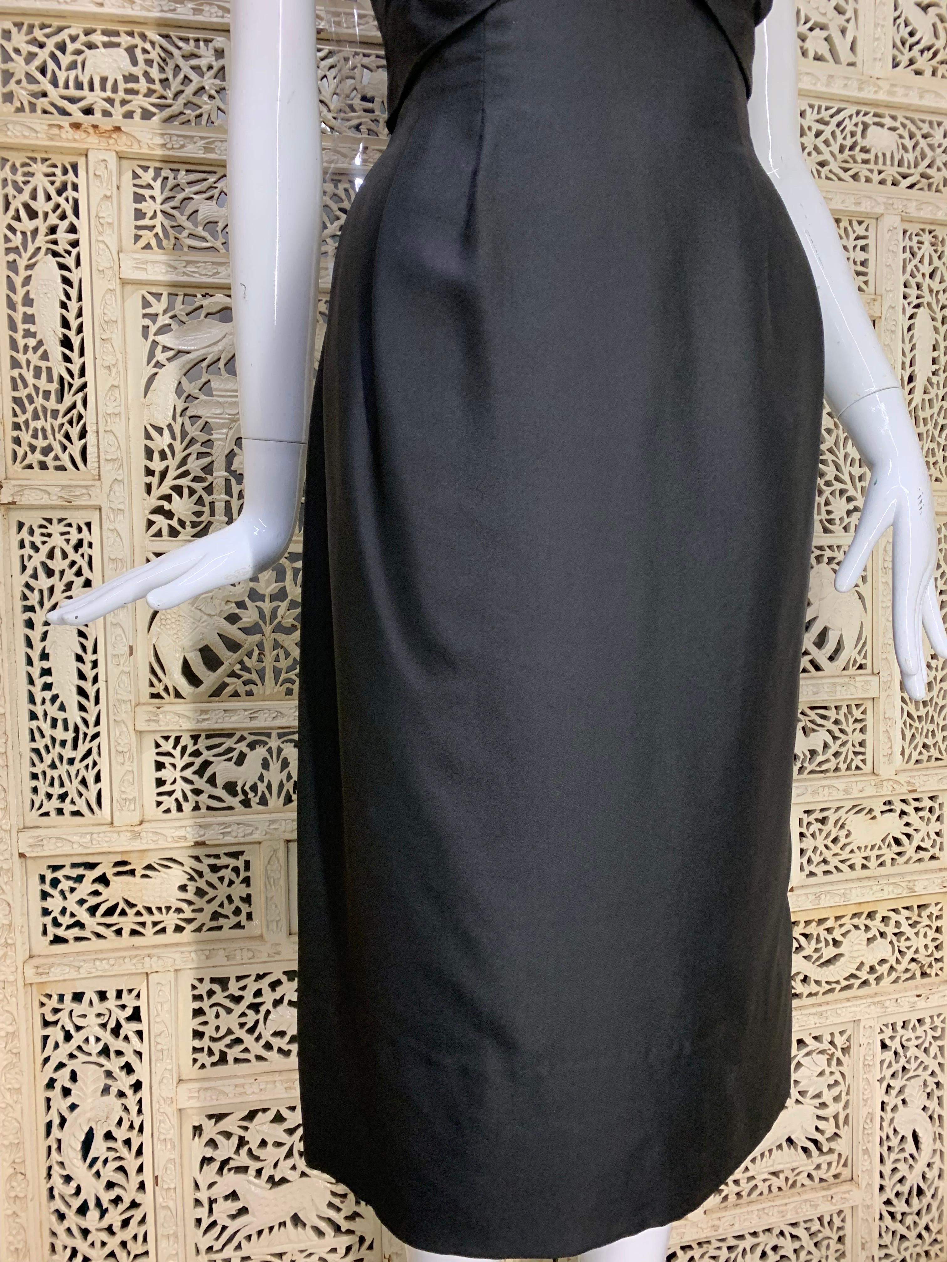 1950s Christian Dior Little Black Dress w Tucked Bustline and Fitted Waist  1