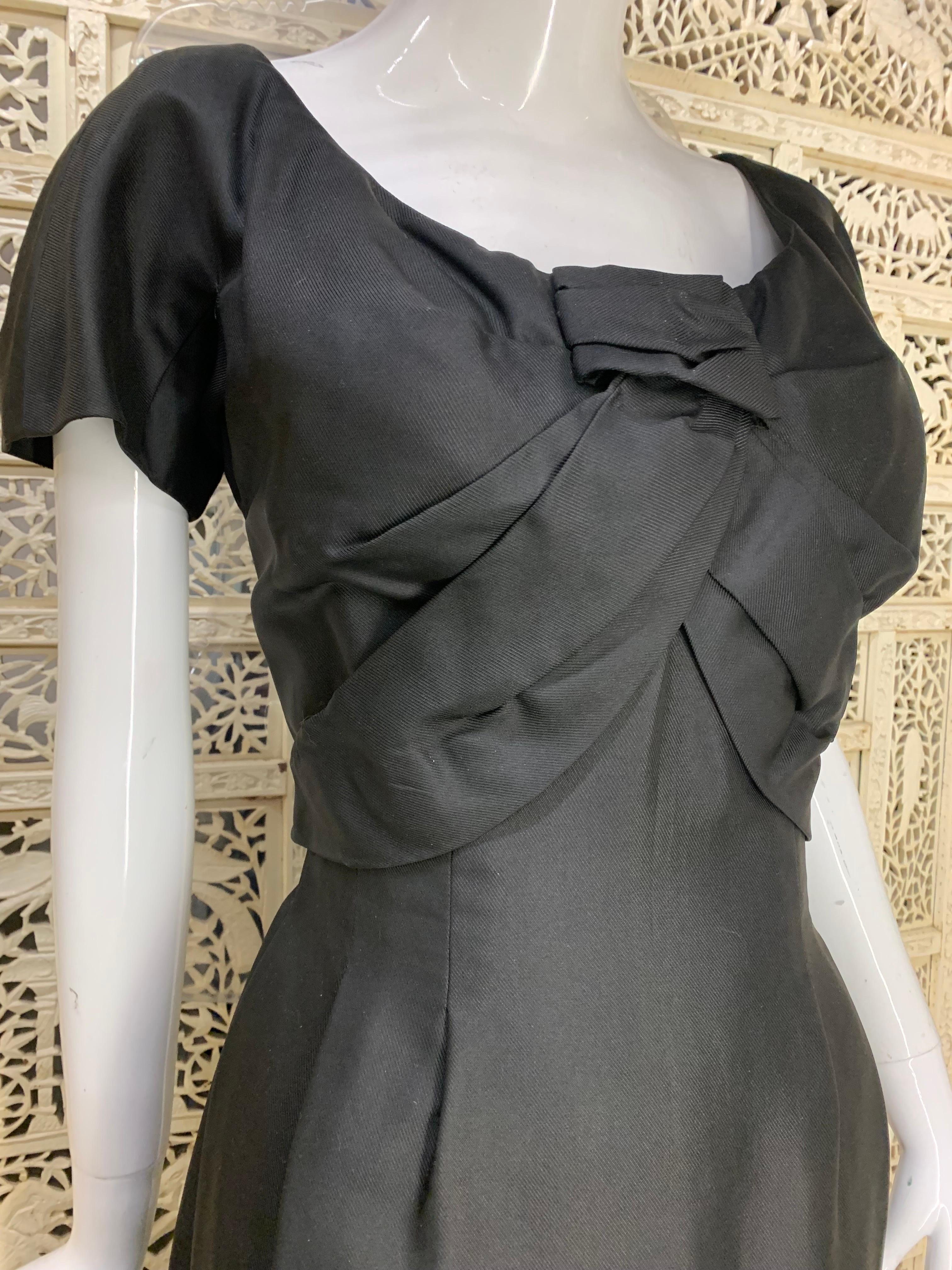 1950s Christian Dior Little Black Dress w Tucked Bustline and Fitted Waist  2