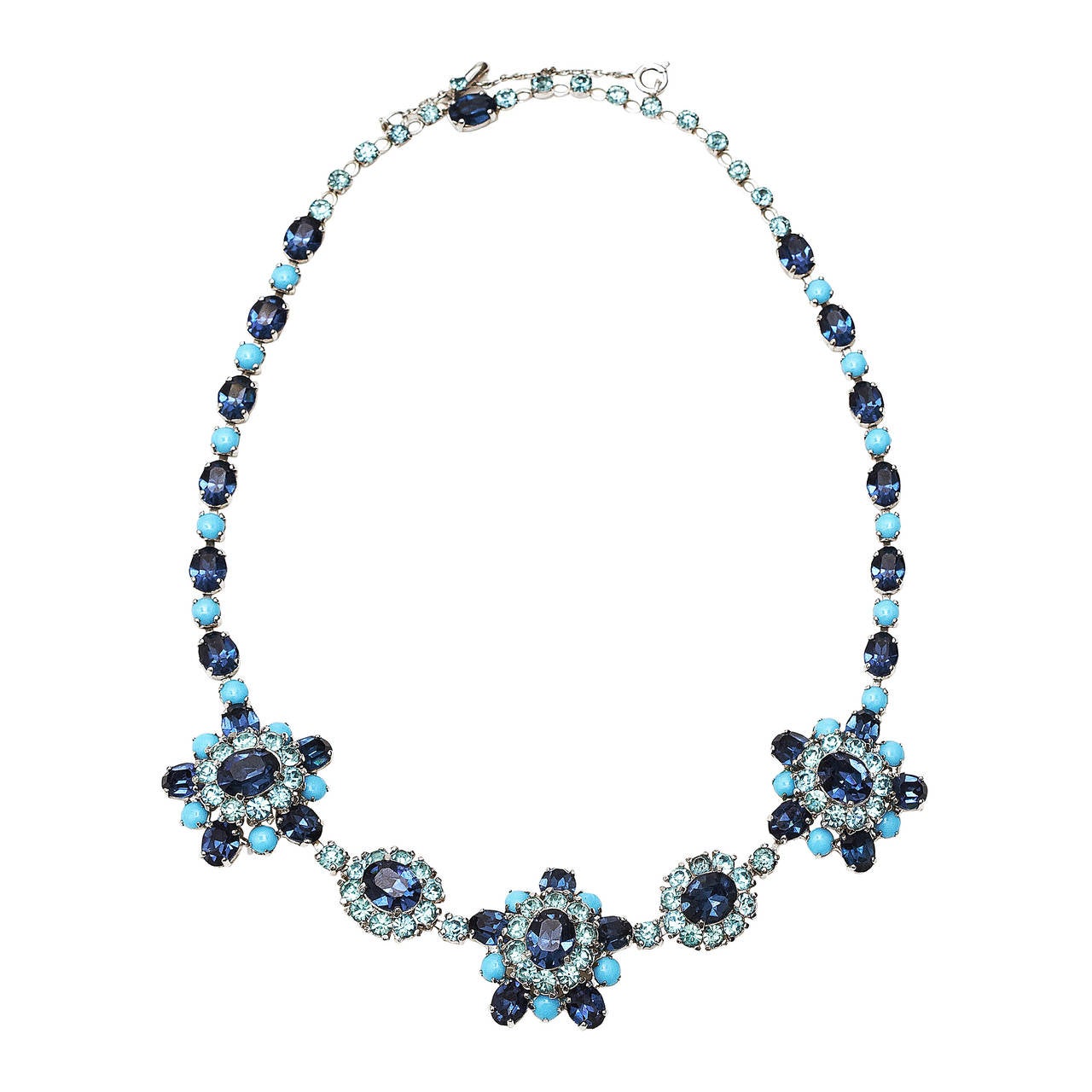 1950s Christian Dior Mitchel Maer Turquoise Blue Necklace For Sale