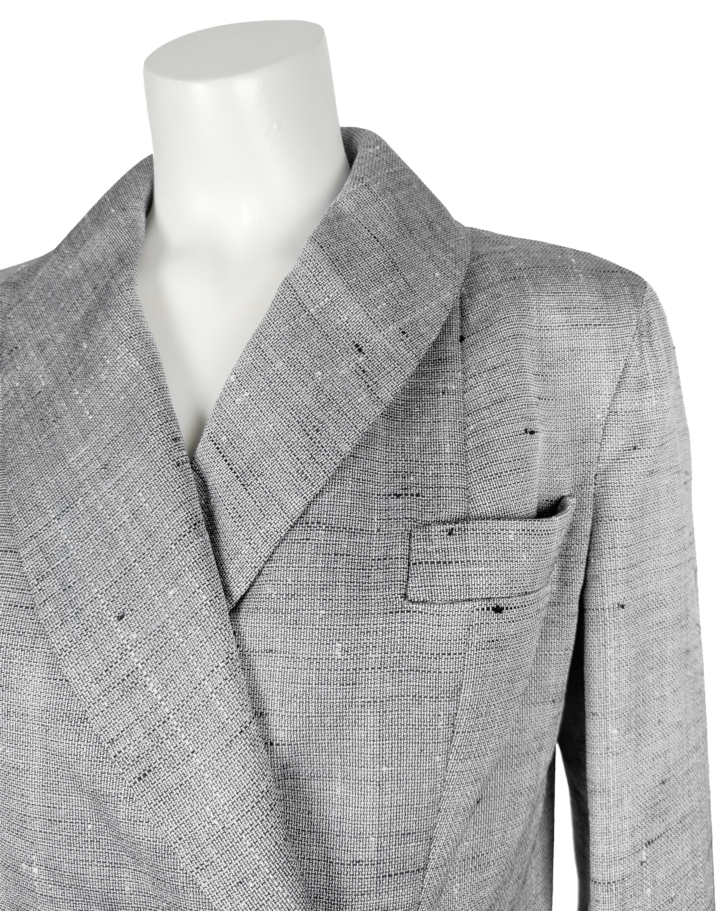 Abito con gonna in seta e lino grigio di Christian Dior New York degli anni '50 in vendita 1