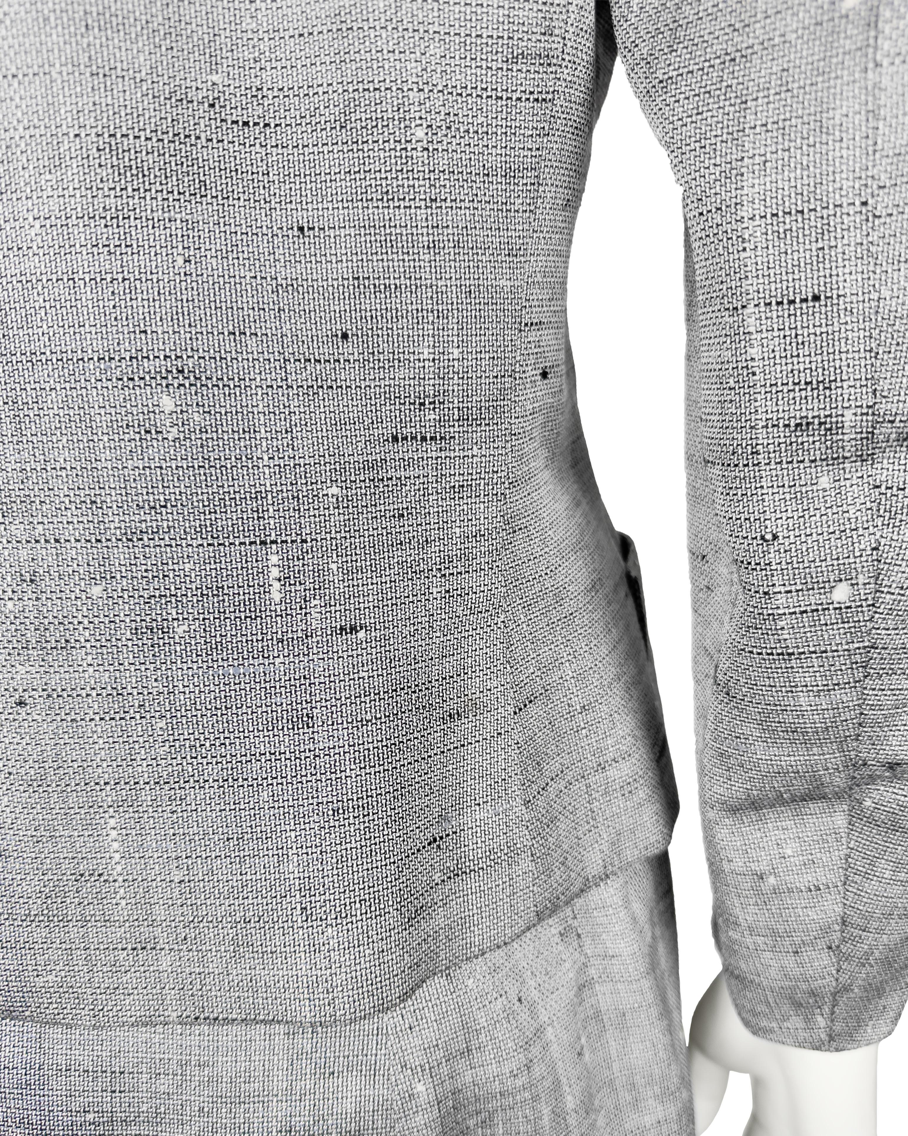 Abito con gonna in seta e lino grigio di Christian Dior New York degli anni '50 in vendita 3