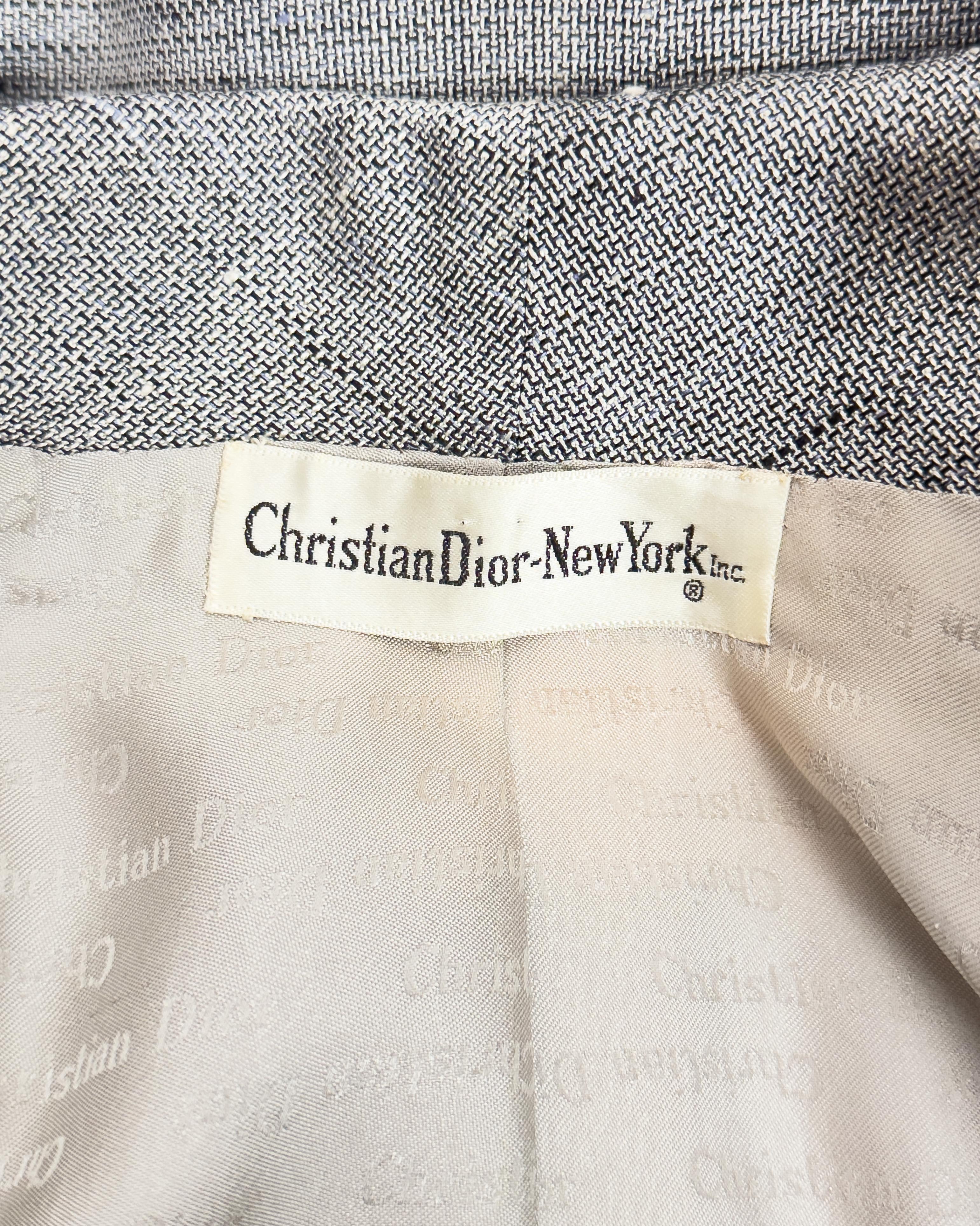 Abito con gonna in seta e lino grigio di Christian Dior New York degli anni '50 in vendita 4