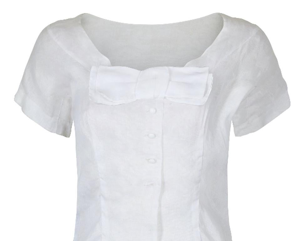  1950er Christian Dior Bluse aus weißer Baumwolle Damen im Angebot