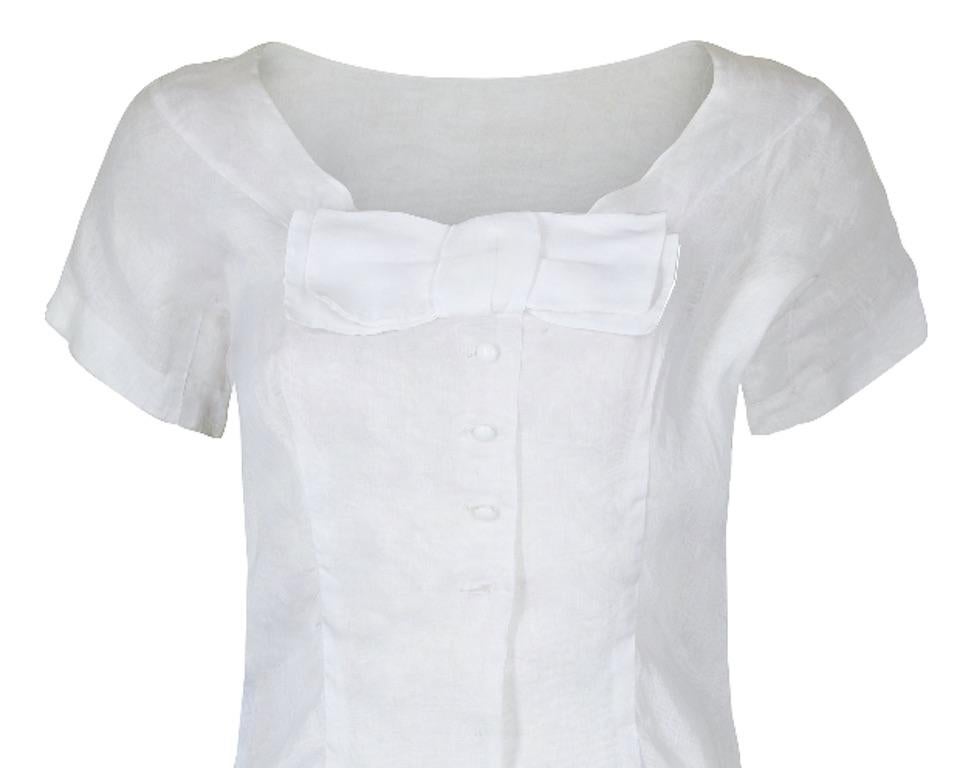 Women's 1950s Christian Dior White Cotton Blouse For Sale