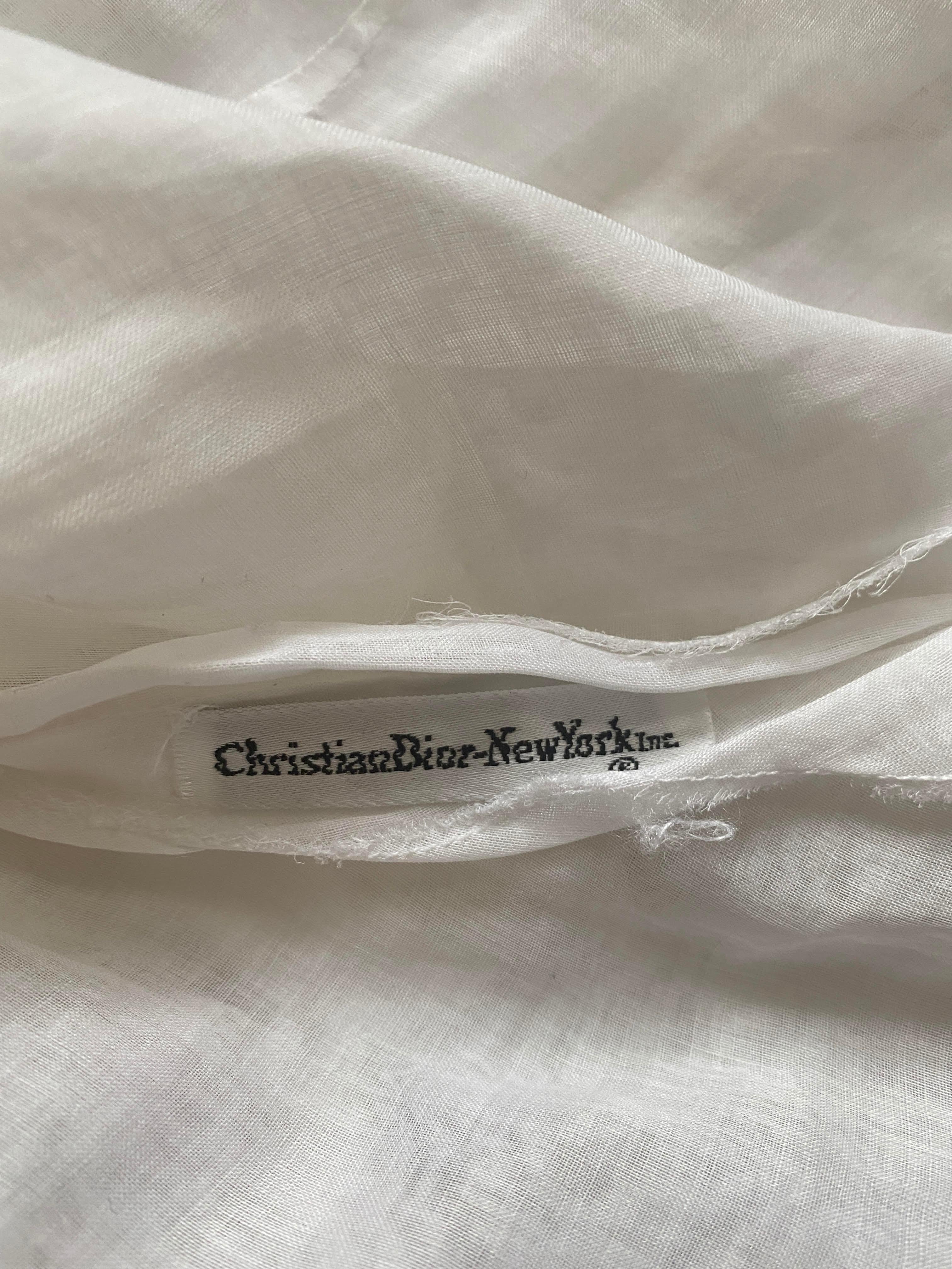 1950s Christian Dior White Cotton Blouse For Sale 1