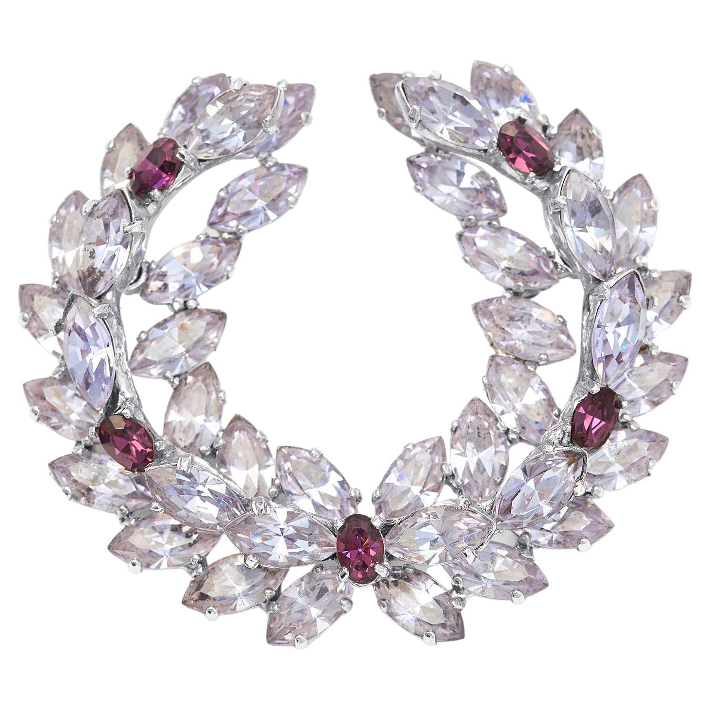1950s Christian Dior Wreath Brooch and Earrings Set