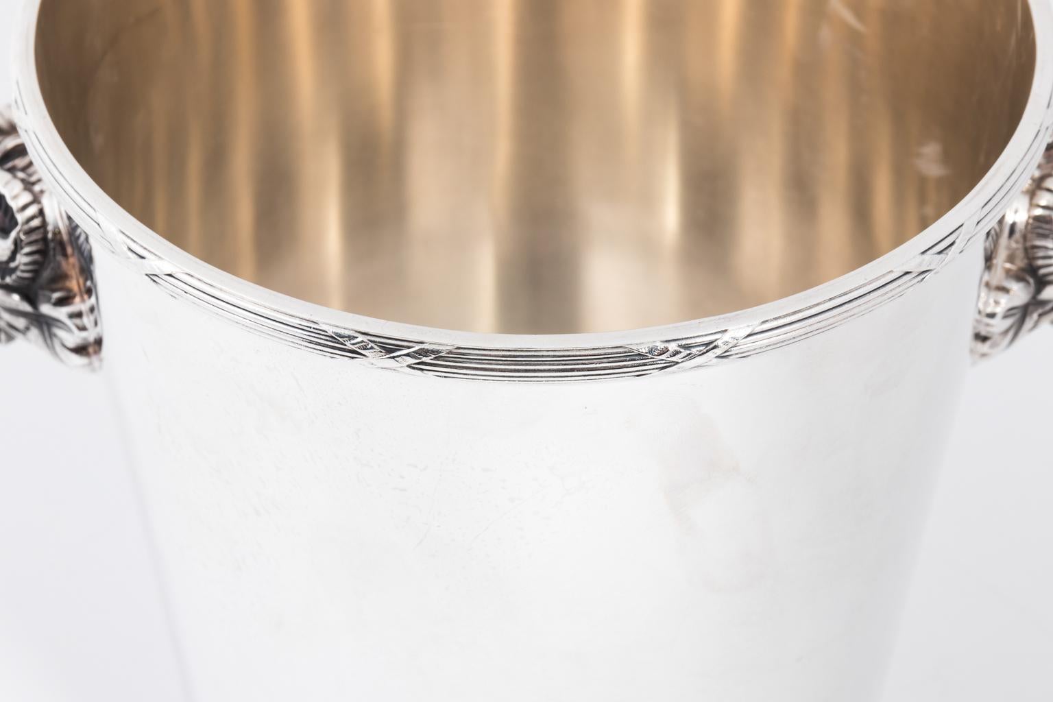 1950s Christofle Neoclassical Silver Plate Ice Bucket In Good Condition In Stamford, CT