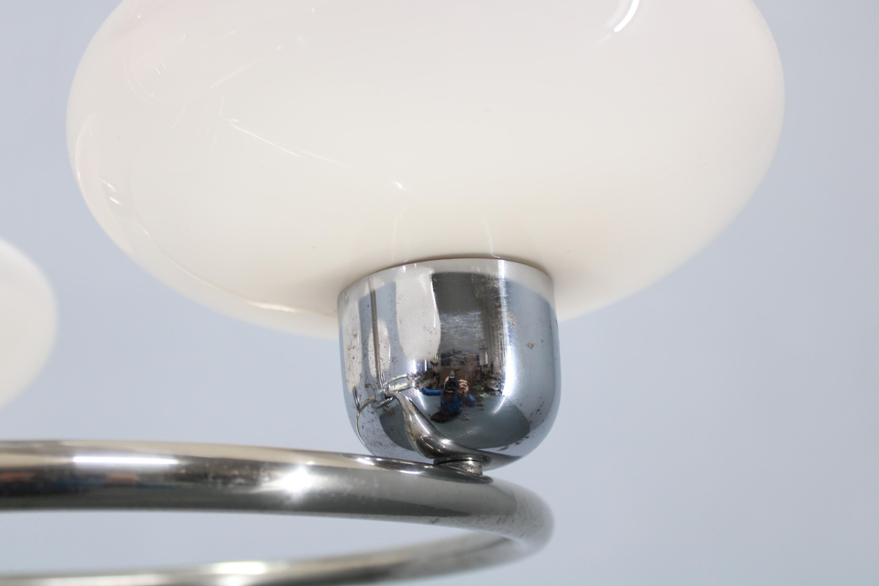 Lampadario in vetro e cromo degli anni '50 di Drukov, Cecoslovacchia in vendita 7