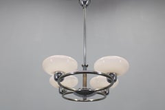 1950s Chrome and Glass Chandelier by Drukov, Czechoslovakia