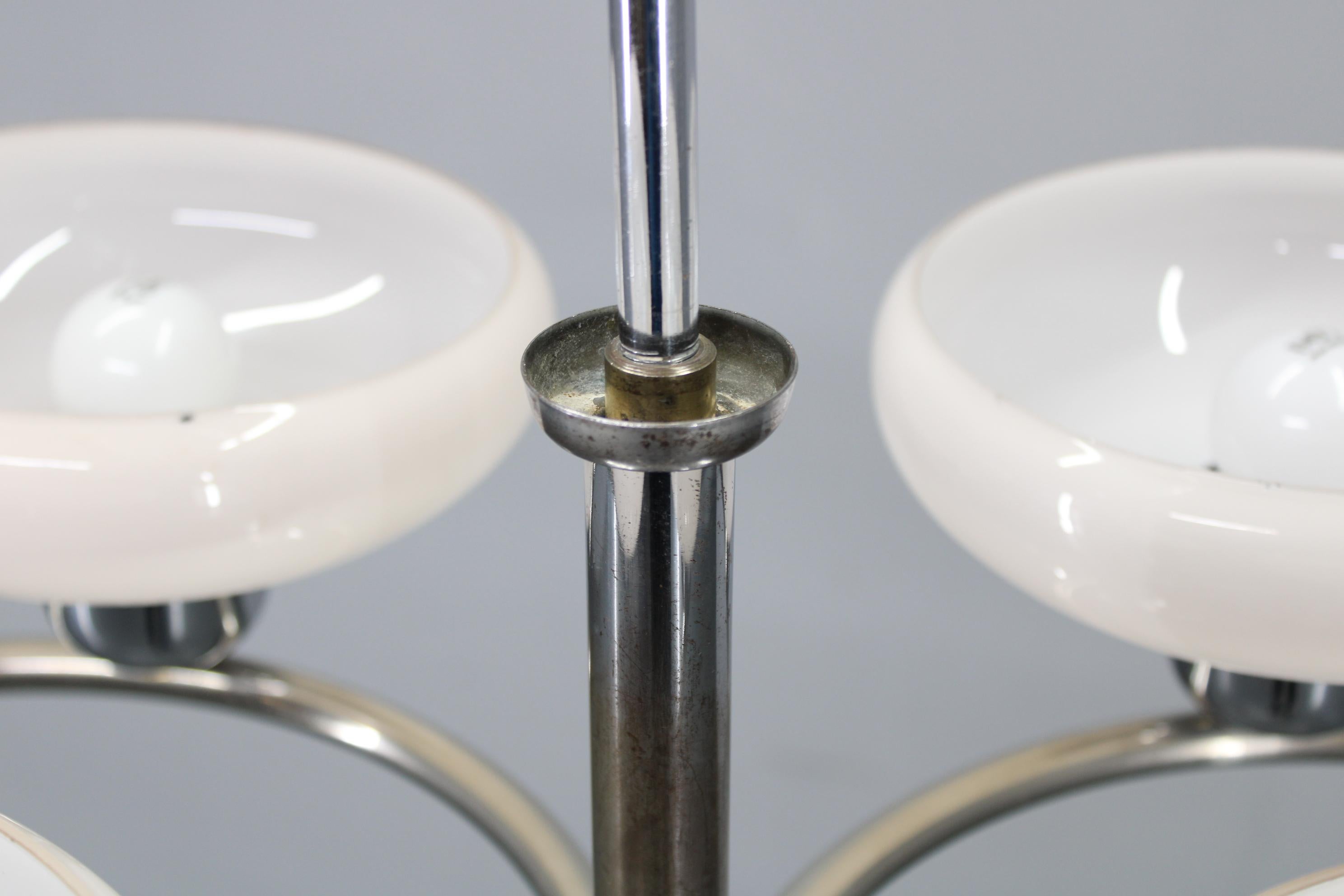 Lampadario in vetro e cromo degli anni '50 di Drukov, Cecoslovacchia in vendita 3