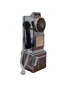 1950s Chrome Automatic Electric Rotary Pay Phone Telephone 3 Coin Slot